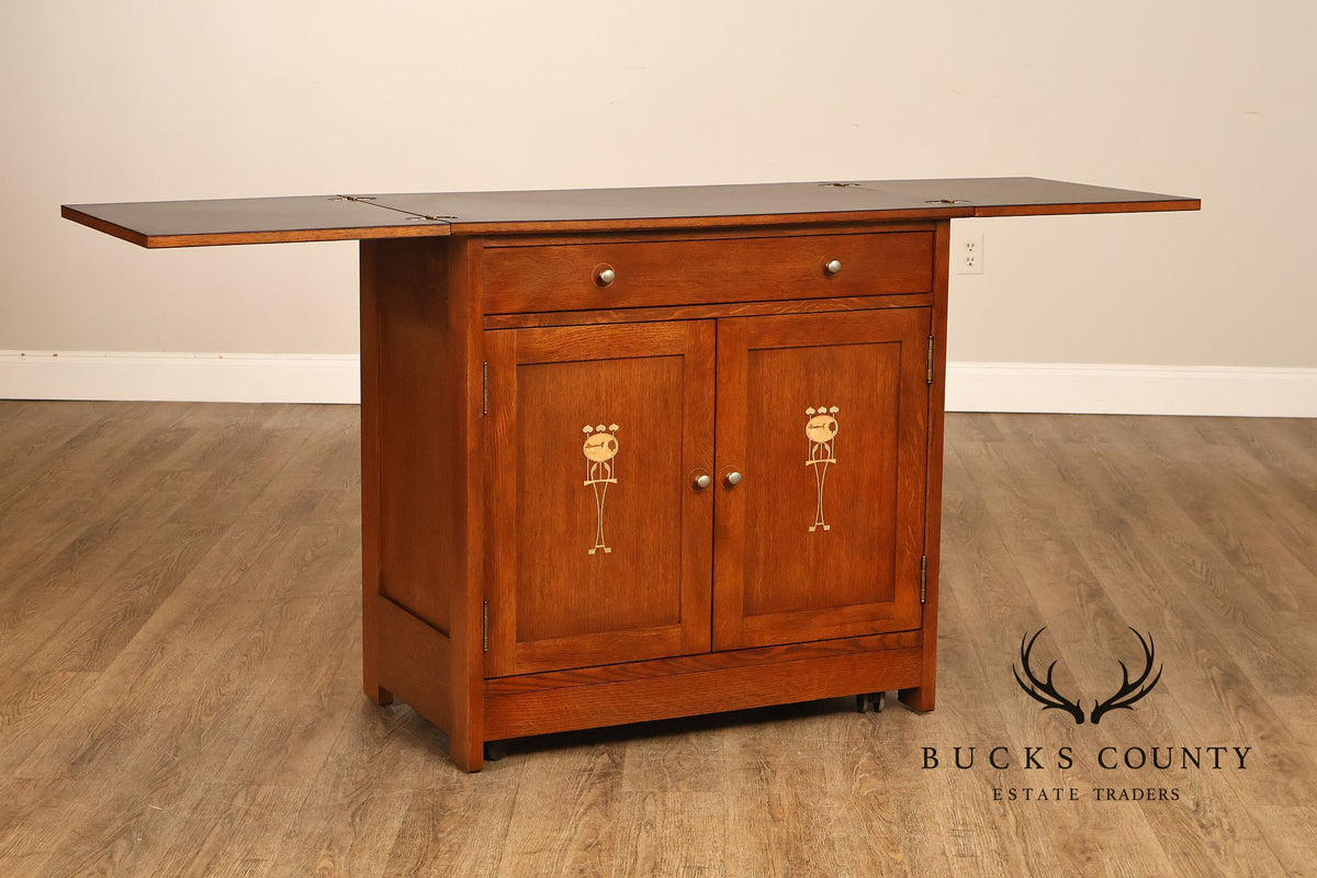 Stickley Mission Collection Oak Harvey Ellis Inlaid Server
