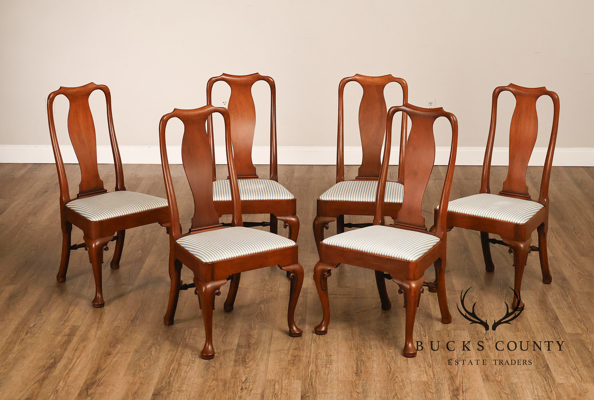 Kittinger Colonial  Williamsburg Queen Anne Style Set Of Six Mahogany Dining Chairs