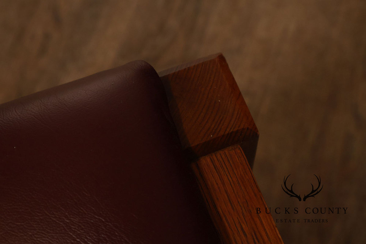 Bassett Furniture Mission Style Oak and Leather Foot Stool