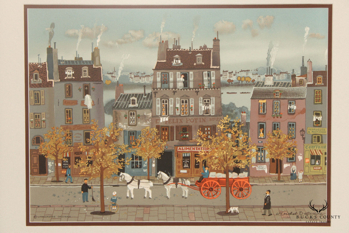 Michel Delacroix 'Marchand de Farine' Framed Numbered Lithograph