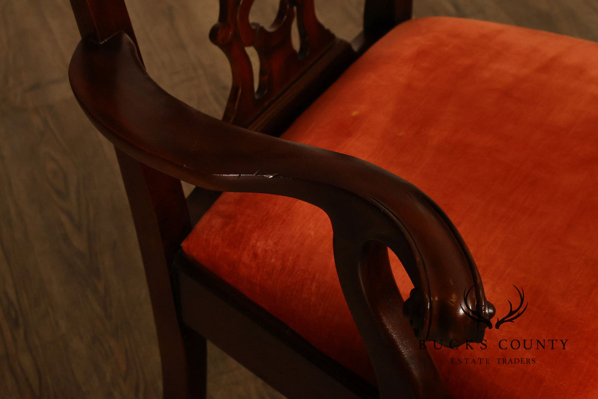 Maitland-Smith Set Of Eight Chippendale Style Mahogany Dining Chairs