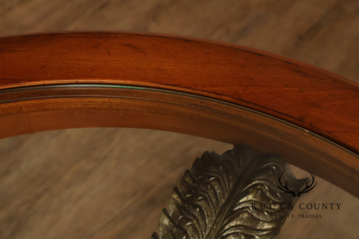 Hollywood Regency Style Round Glass Top Accent Table