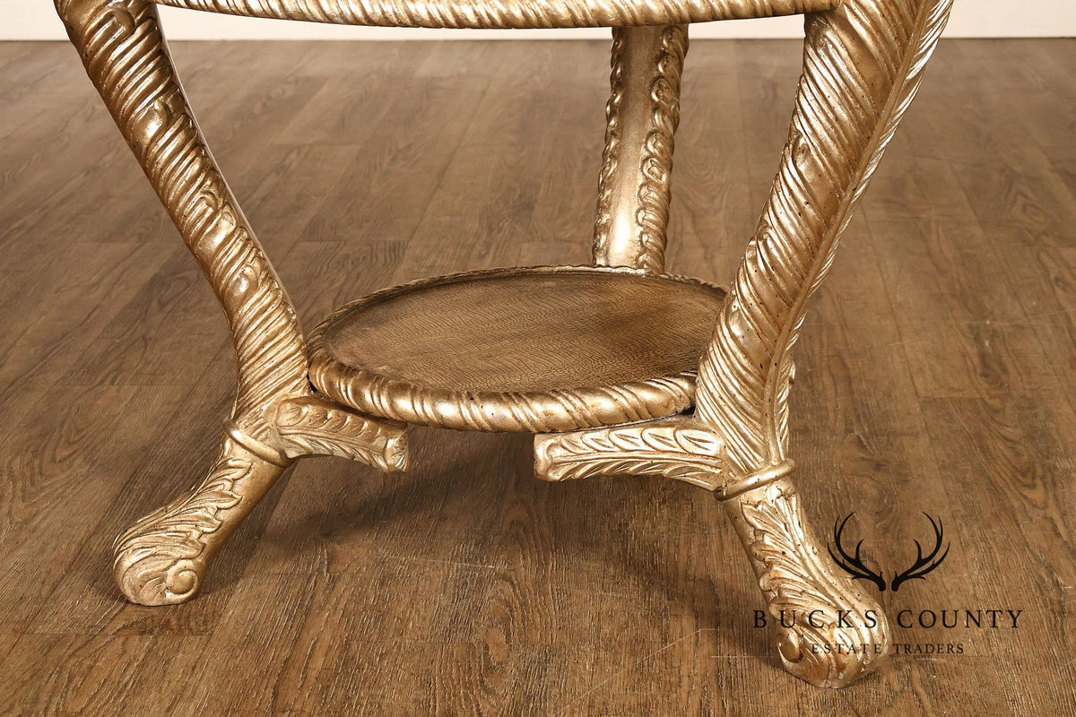 Hollywood Regency Style Pair of Gilt Side Tables