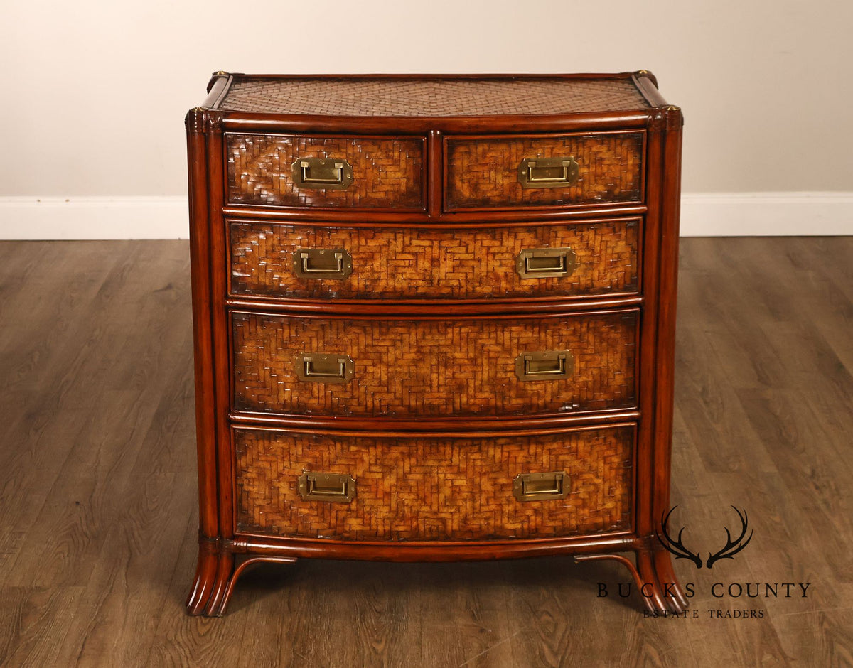 Maitland Smith Campaign Style Bowfront Rattan Chest