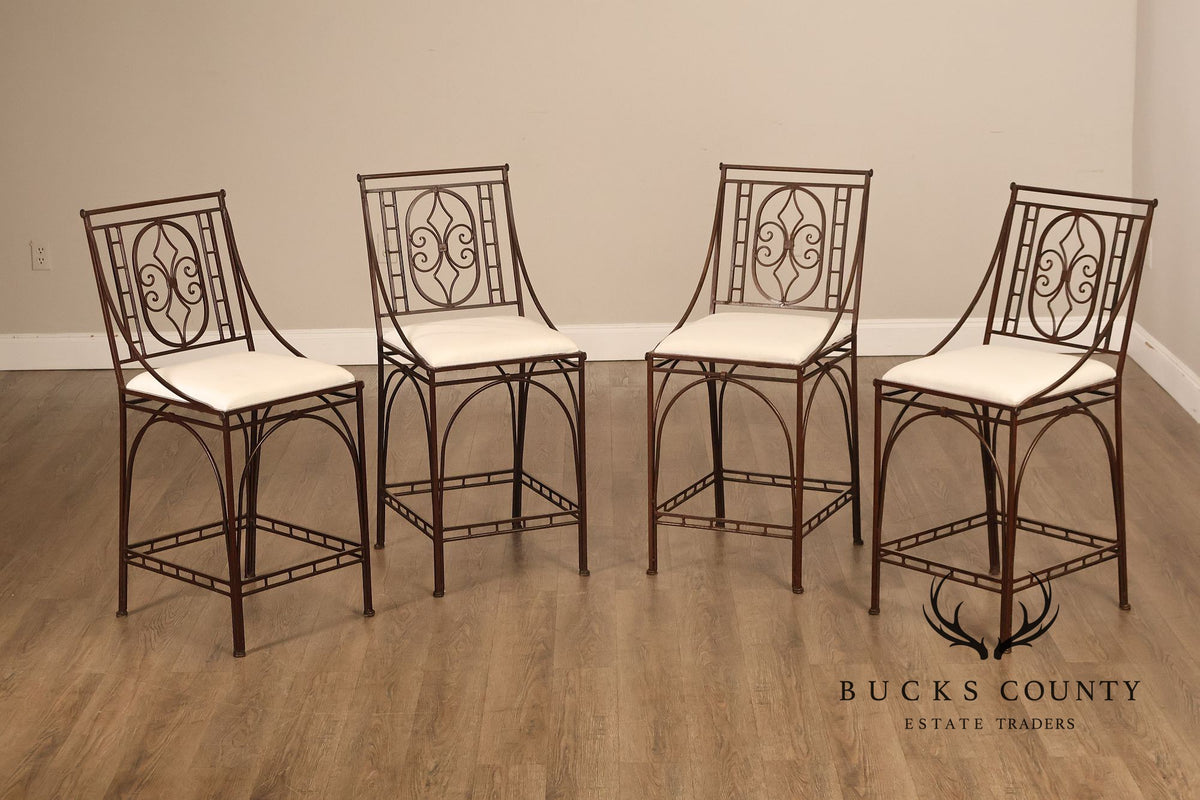 French Art Deco Style Set of Four Counter Stools
