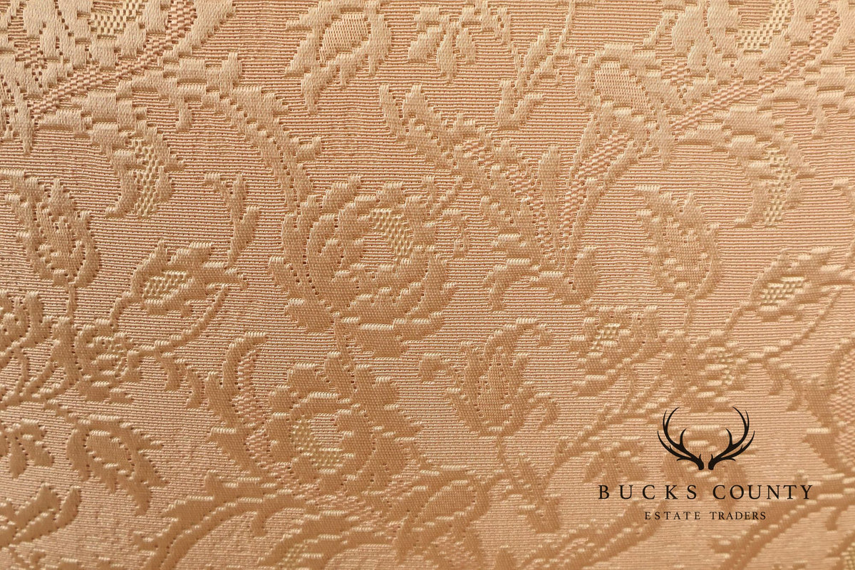Traditional Mahogany Carved Side Chair With Floral Damask Upholstery
