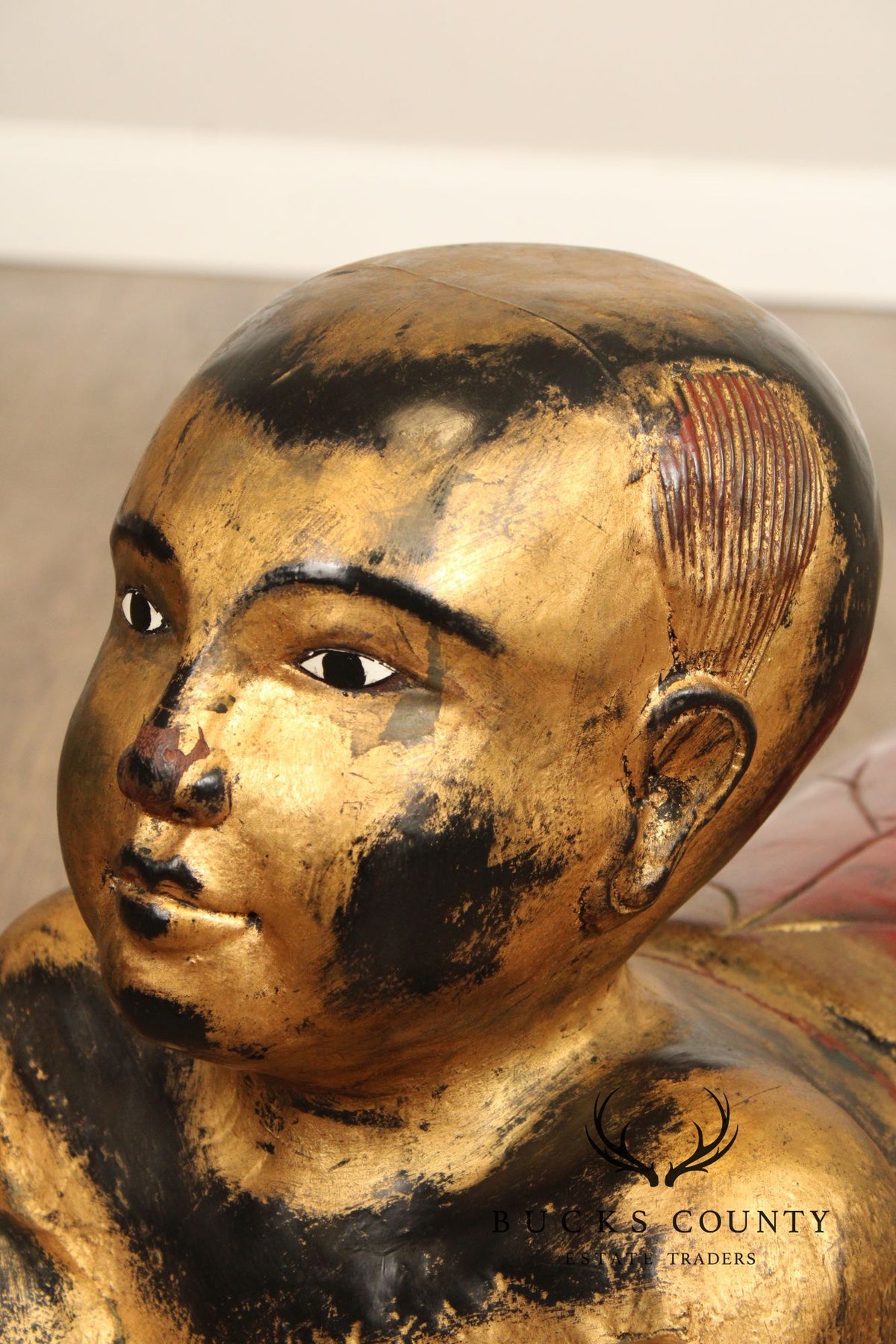 Vintage Thai Giltwood Temple Figure Stool