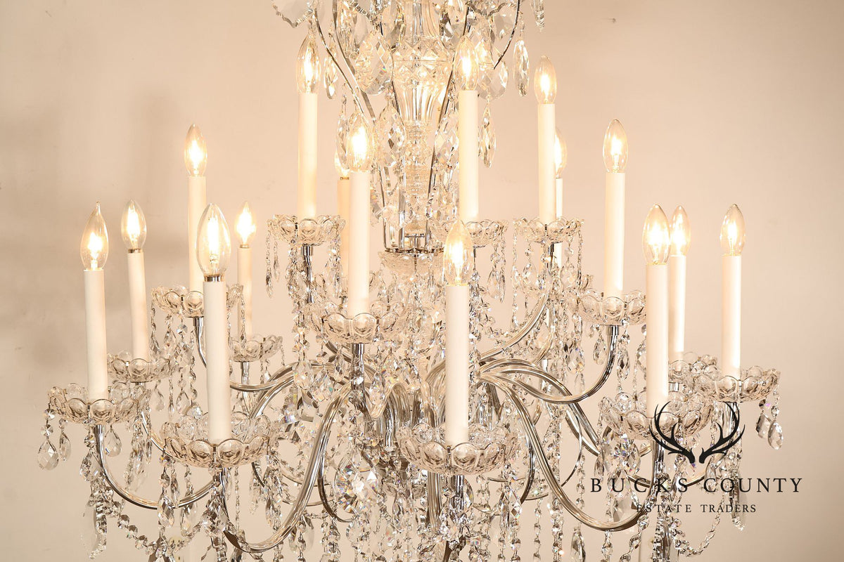 Schonbek Twenty-Light Crystal Two-Tier Polished Silver Chandelier