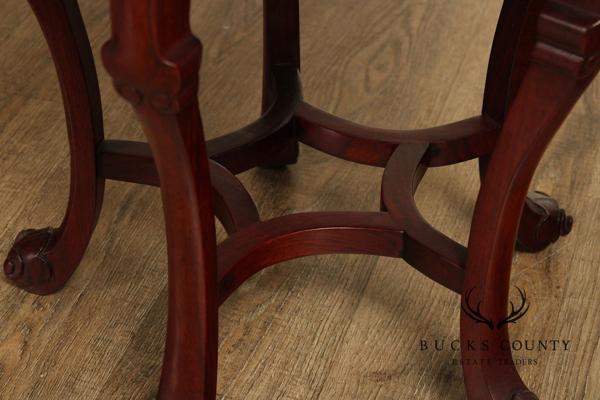 Pair of Chinese Style Cloisonné Inset Top Hardwood Accent Tables