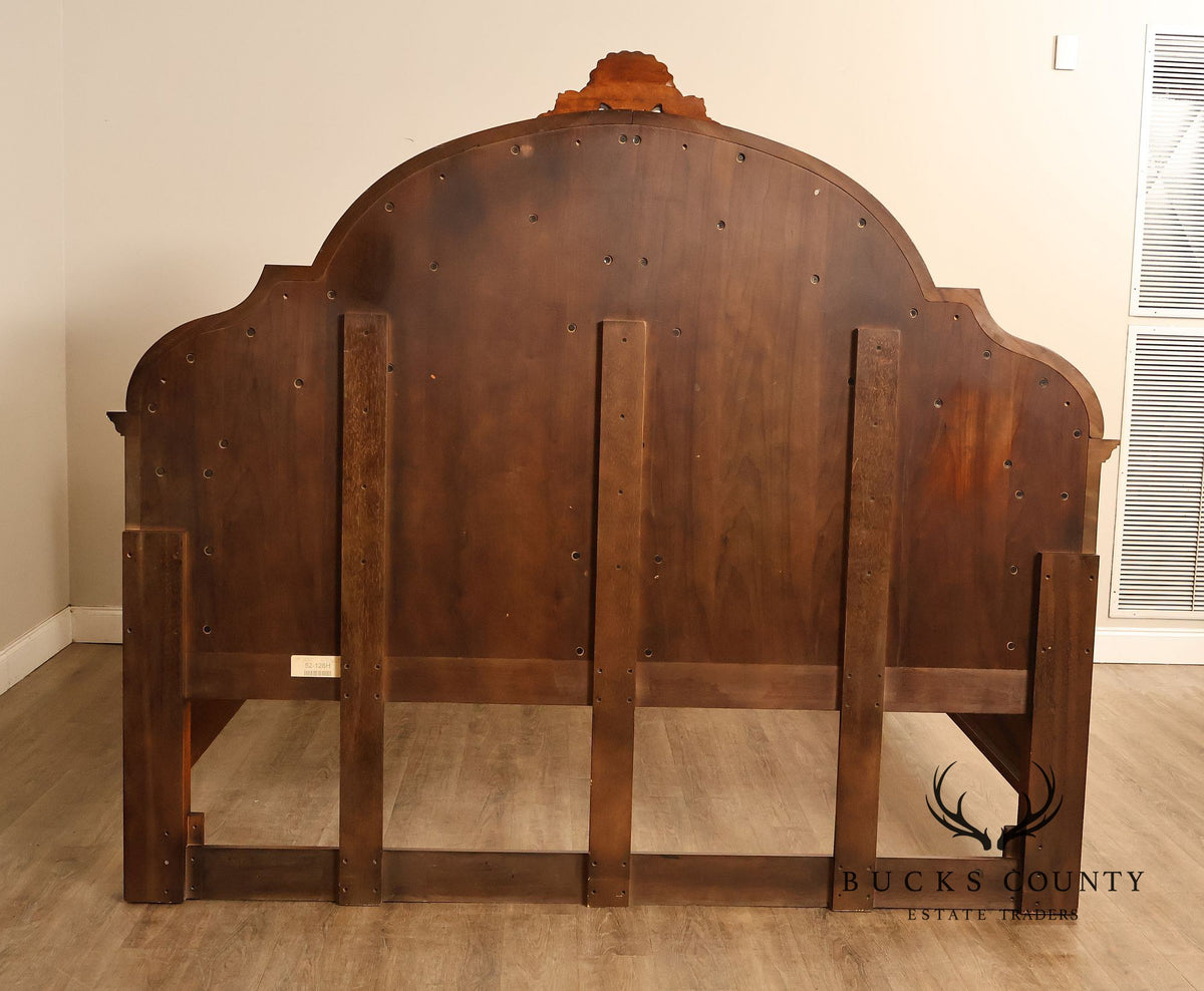 Baroque Style King Size Mahogany High Back Carved Bed Frame