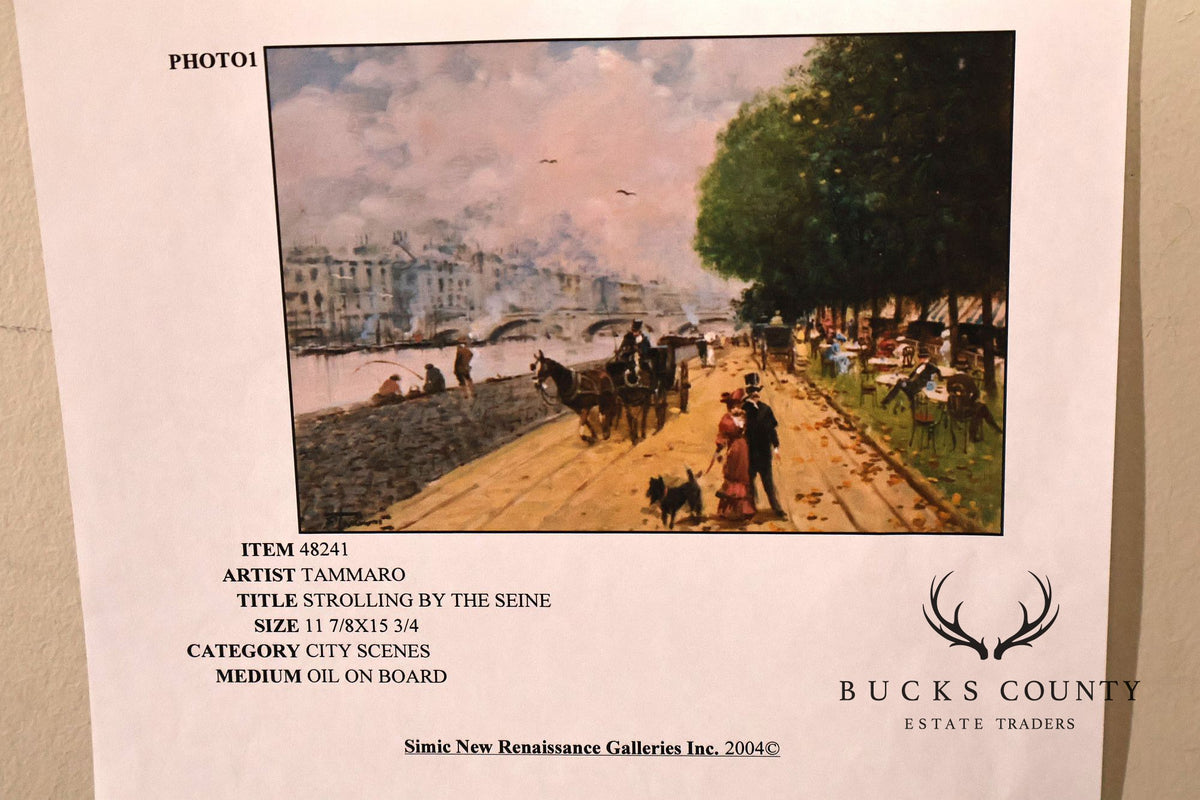 Francesco Tammaro Framed Painting, 'Strolling by the Seine'