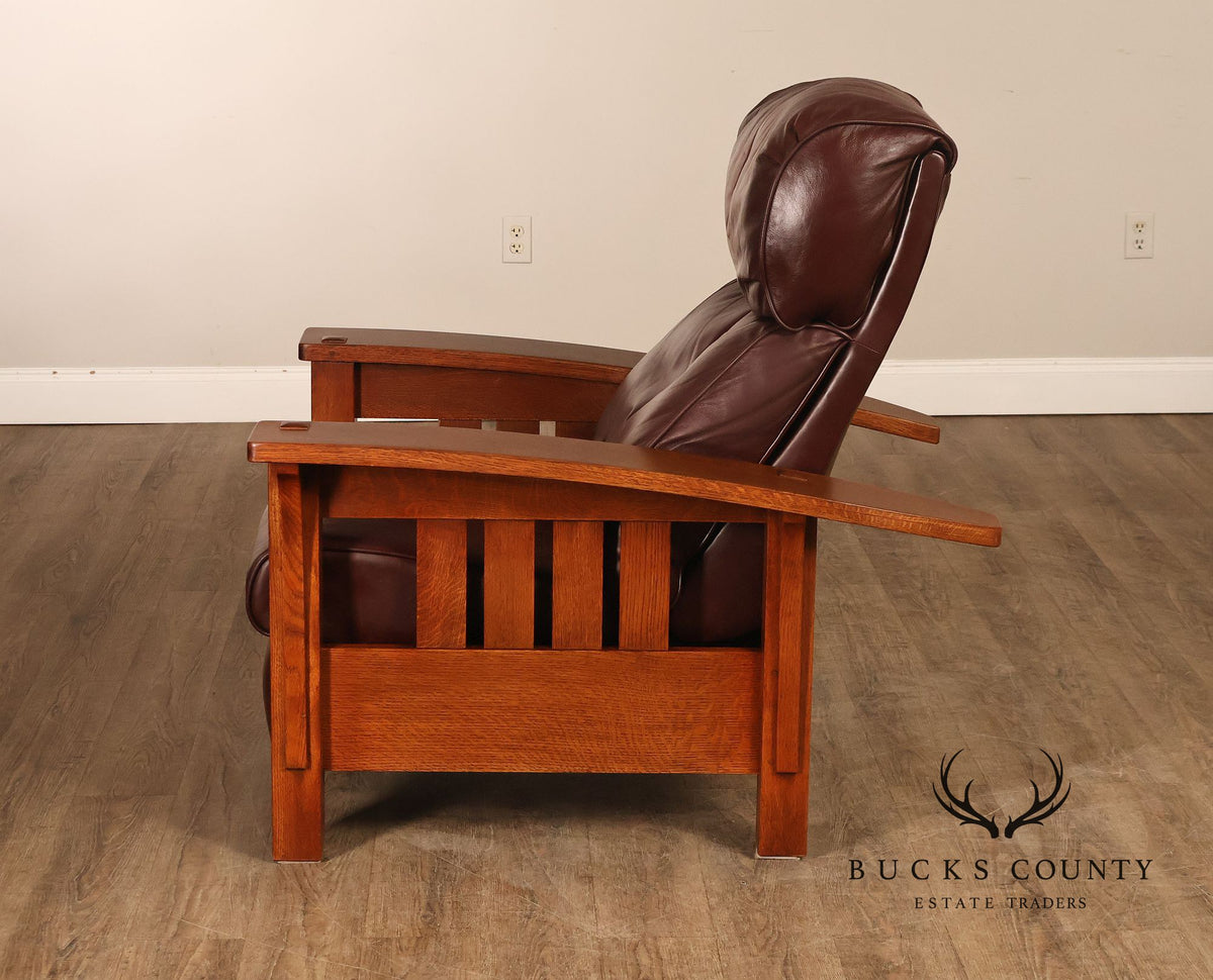 Stickley Mission Collection Pair Of Oak Bow Arm Morris Chair Recliners