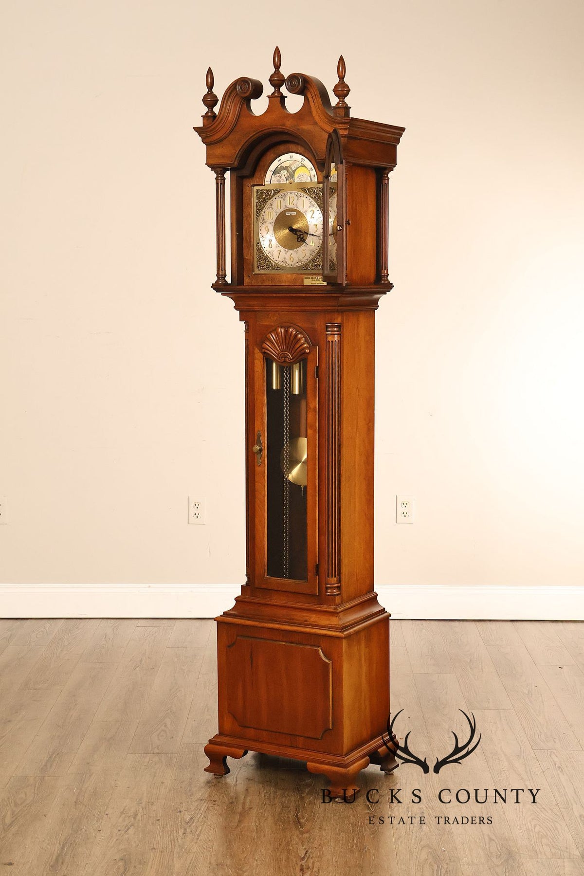 Howard Miller Chippendale Style Cherry Grandfather Grandmother Clock
