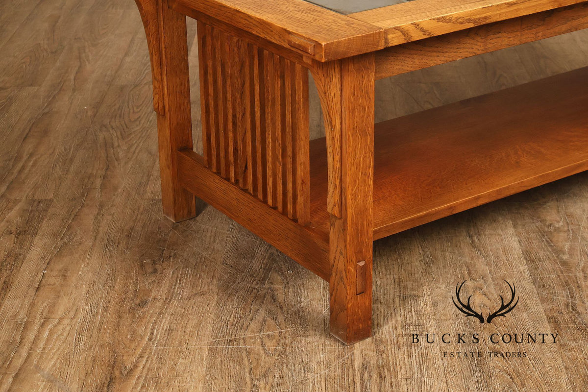 Stickley Mission Collection Oak Tile Top Coffee Table