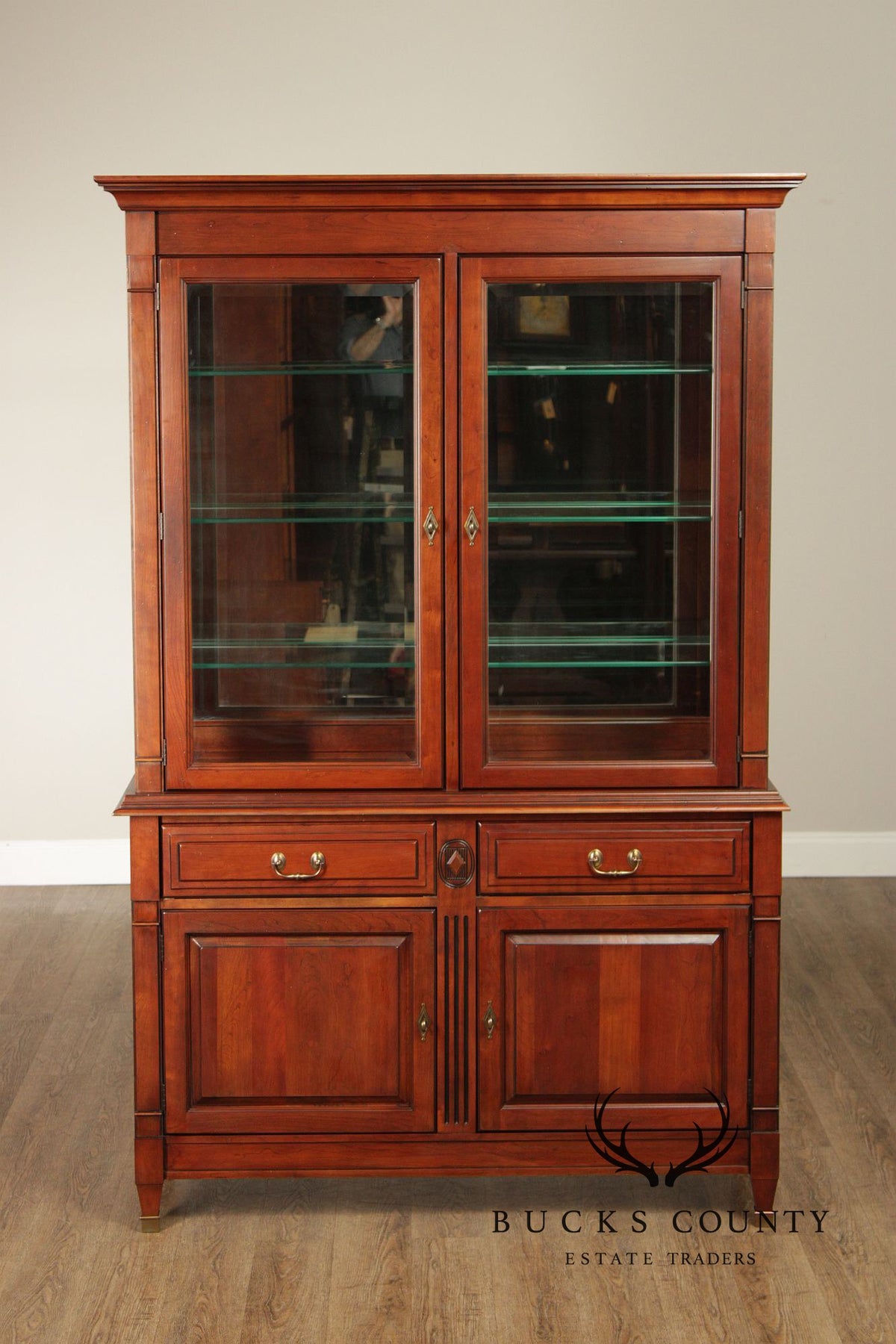 Harden Solid Cherry Lighted Display China Cabinet