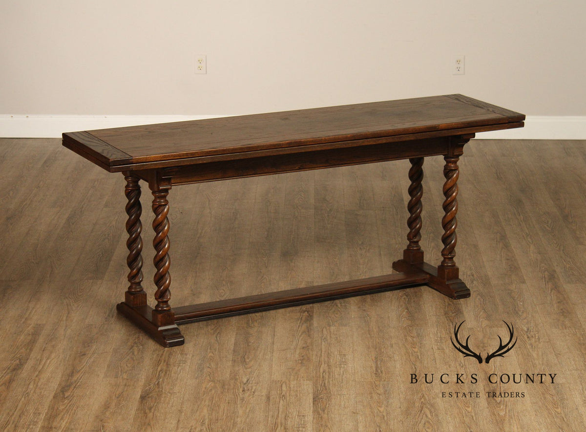 Jacobean Style Oak Barley Twist Library Console Table