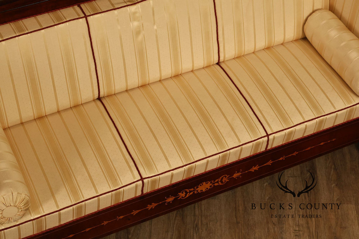 Biedermeier Style Antique Inlaid Mahogany Box Sofa