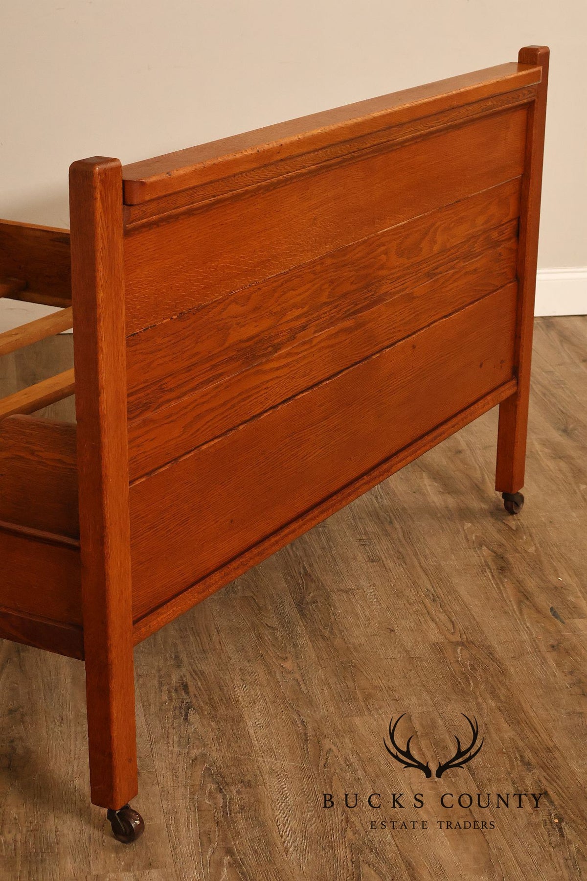 Antique American Victorian Oak Full Size  High Back Bed