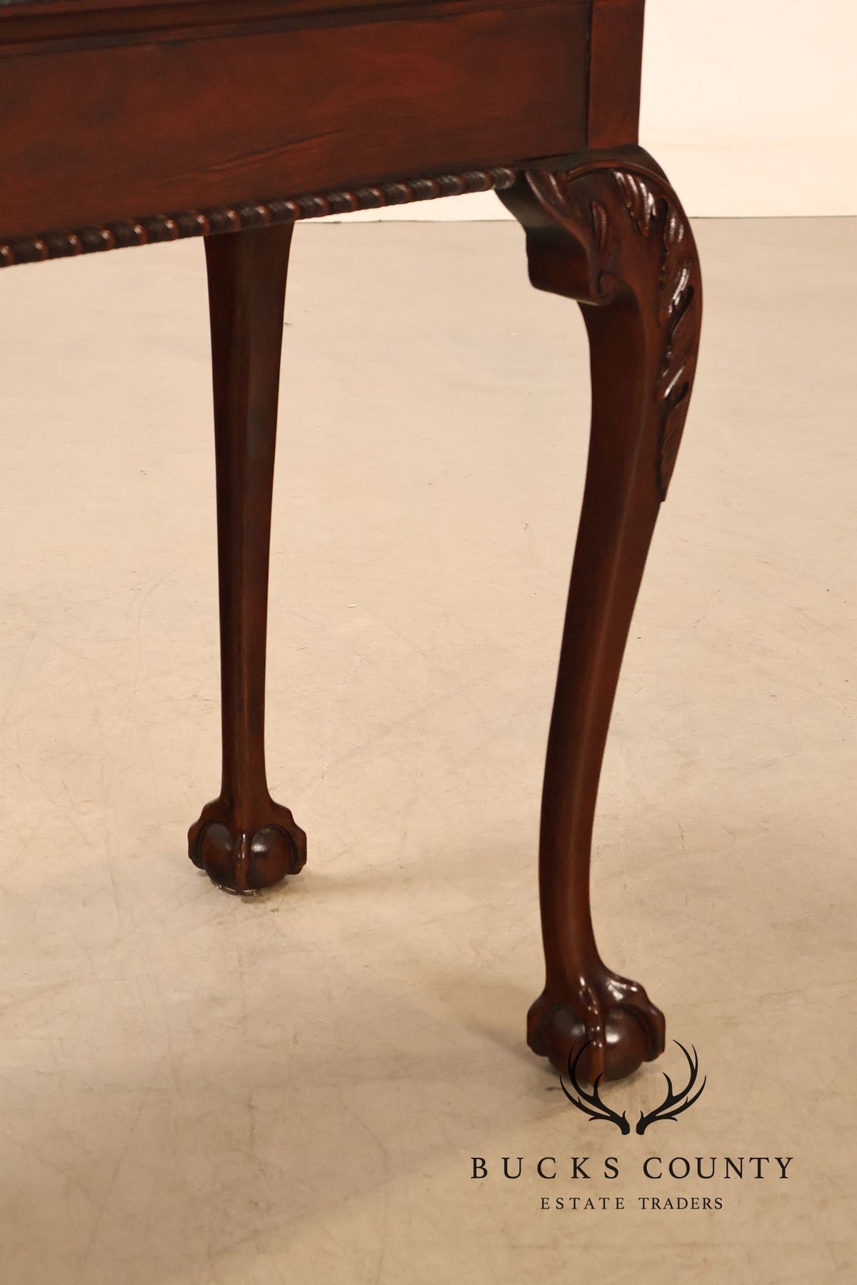 Stickley Chippendale Style Marble Top Mahogany Sofa Table Console