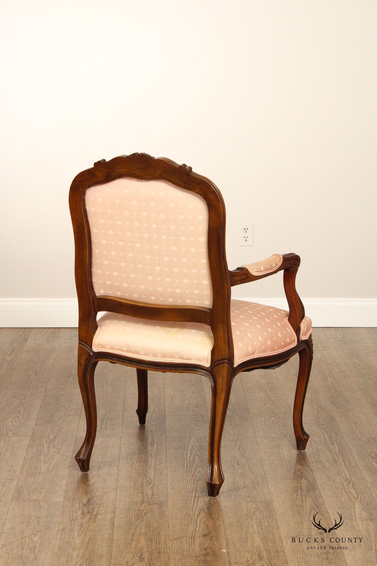 French Louis XV Style Carved Walnut Fauteuil Armchair