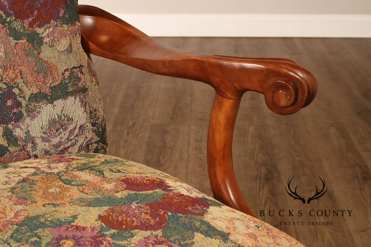 Chippendale Style Pair of Carved Frame Library Armchairs