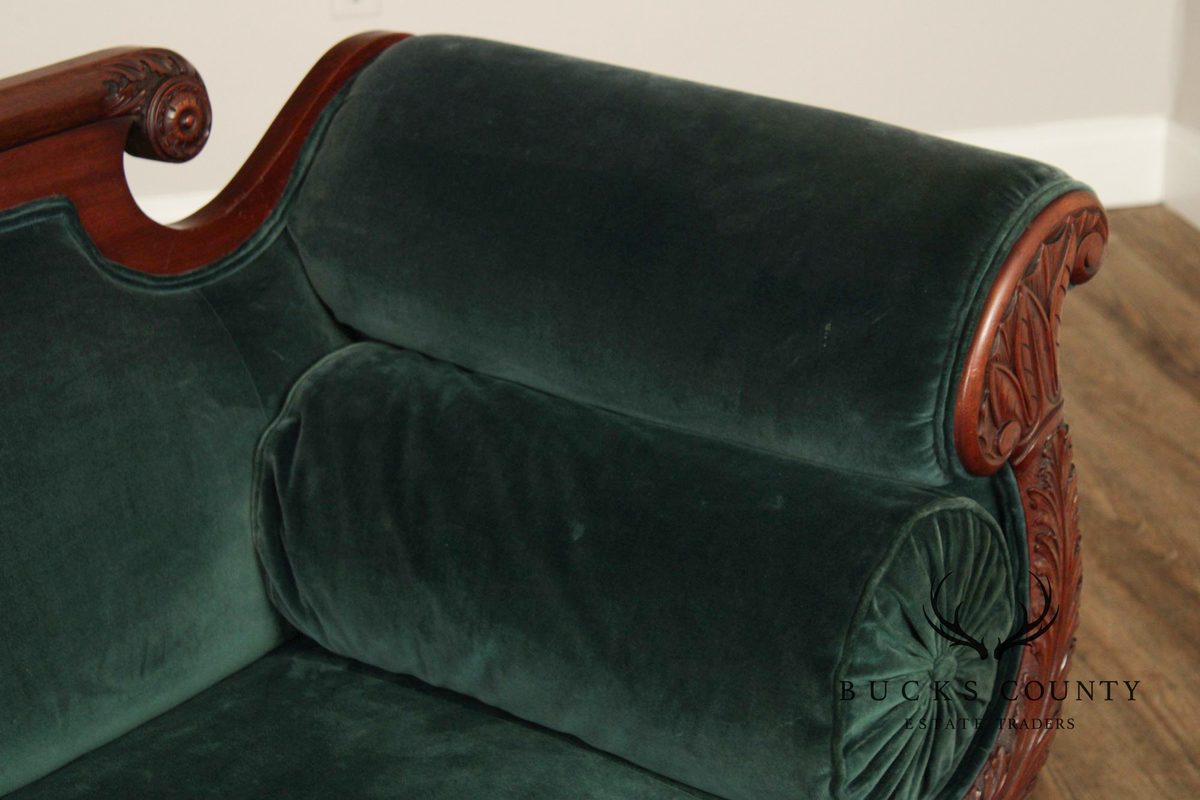 Antique American Empire Carved Mahogany Sofa