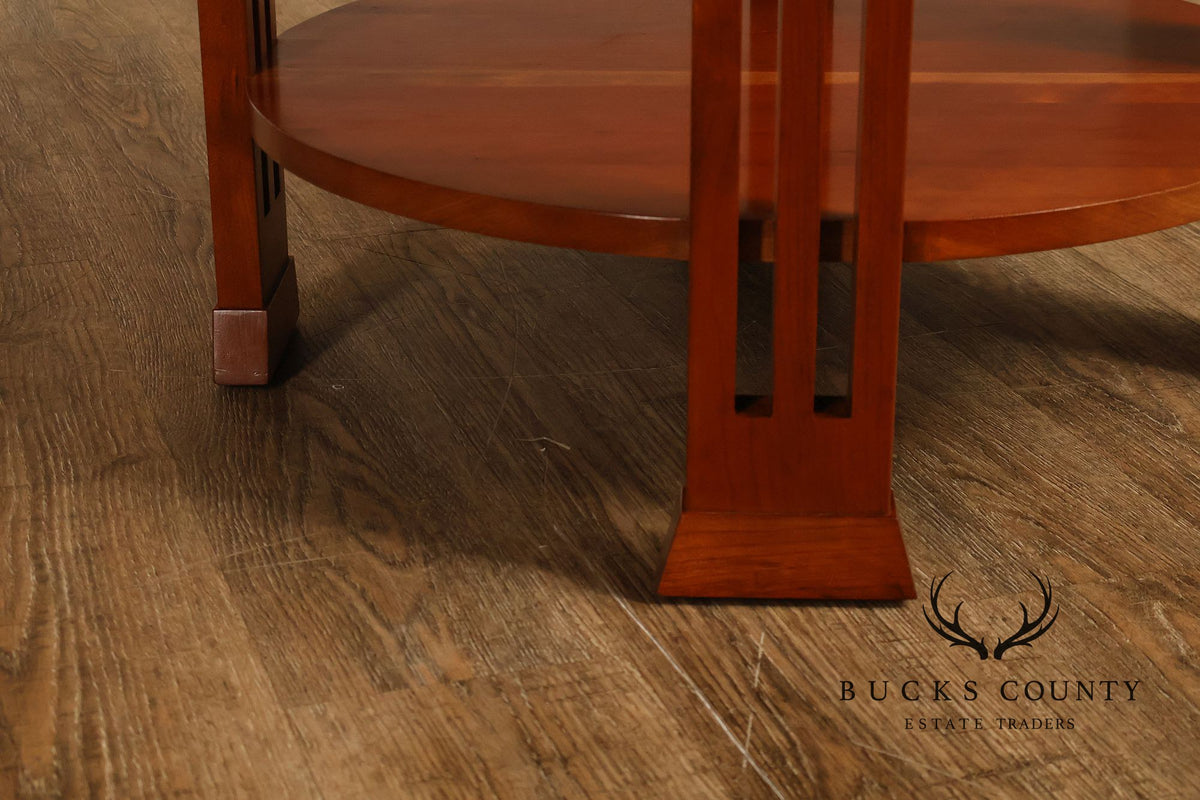 Stickley 21st Century Collection Round Cherry Granite Top Lamp Table