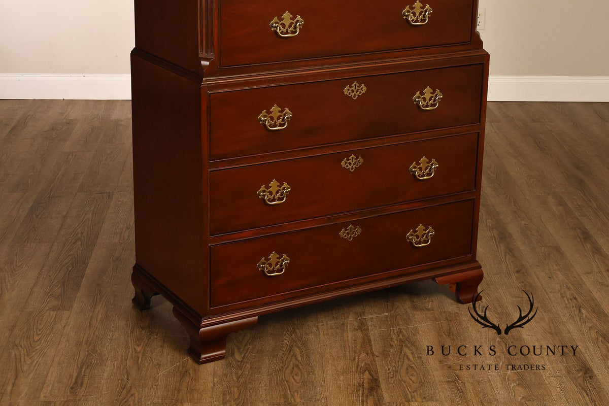 Baker Chippendale Style Mahogany Chest On Chest Highboy