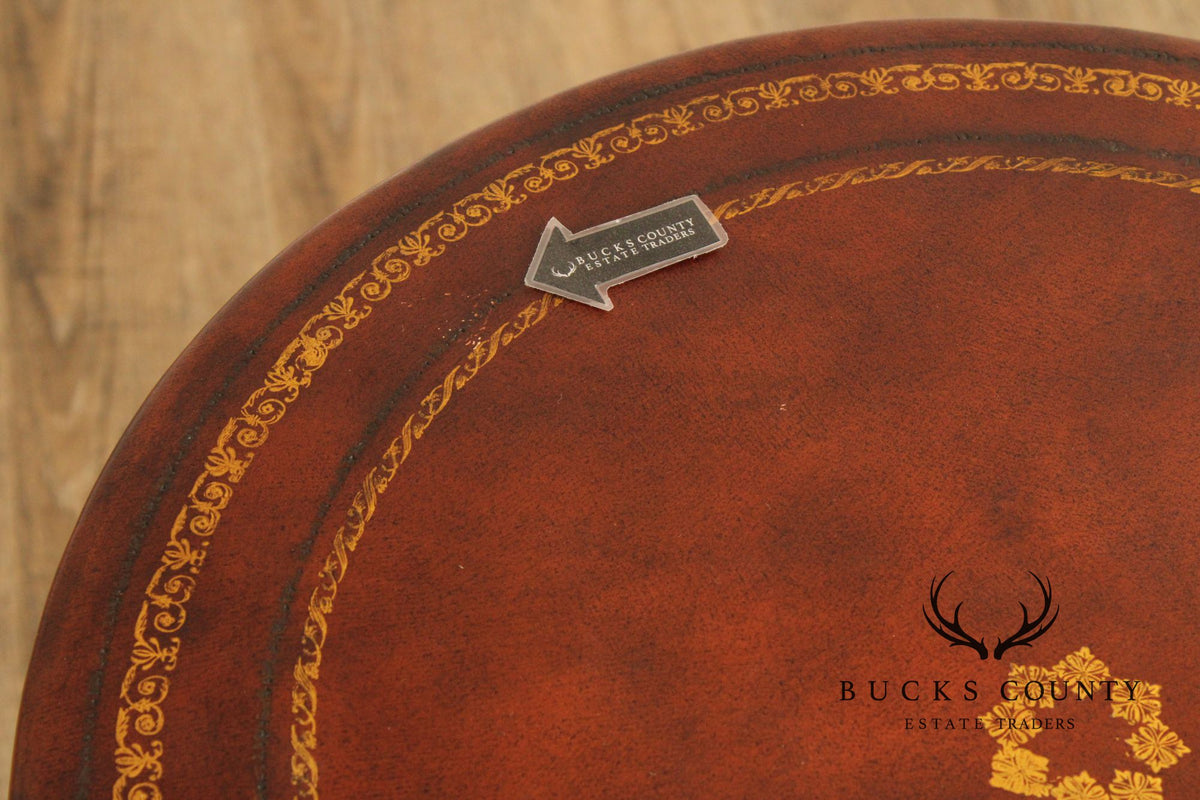 Regency Style Leather Wrapped Drum Table