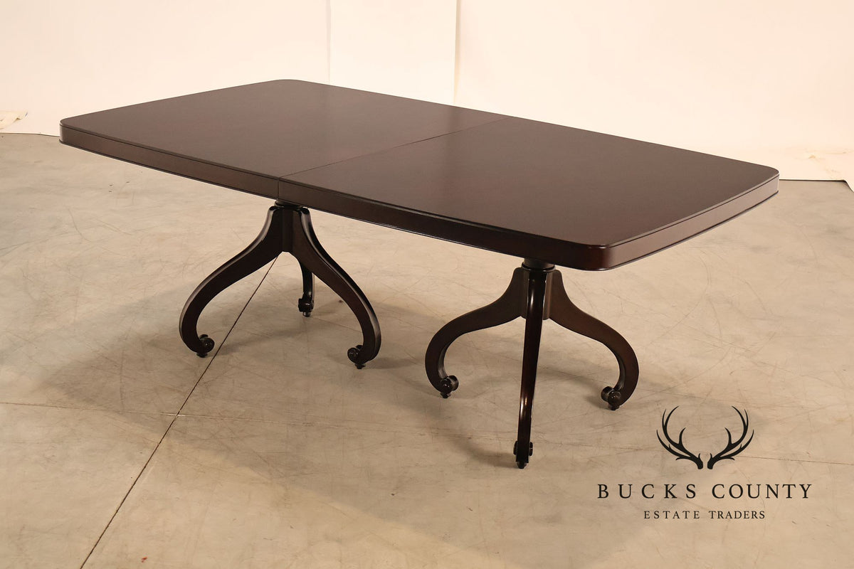 Thomasville Transitional Style Double Pedestal Mahogany Dining Table