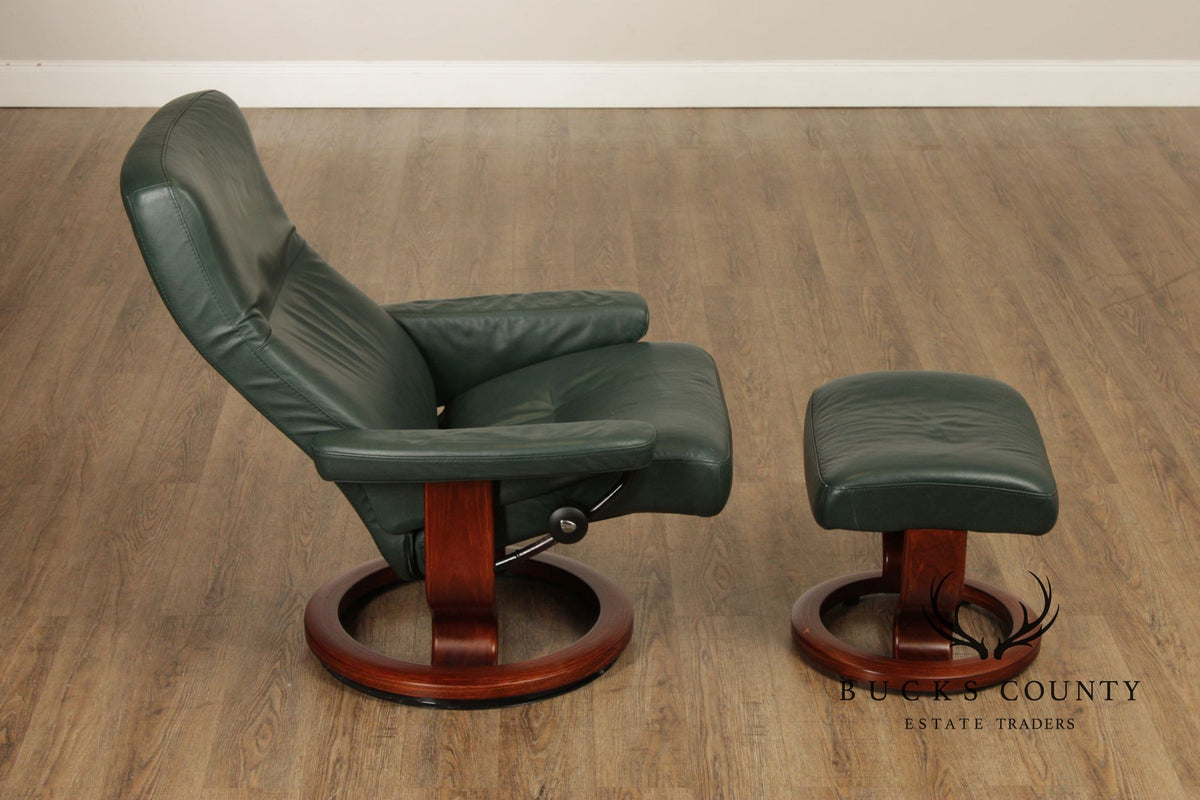 Ekornes Stressless Leather Recliner With Ottoman