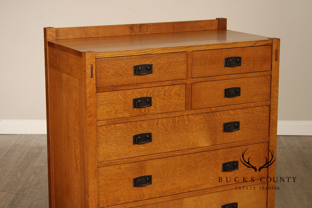 Stickley Mission Collection Oak Tall Chest Of Drawers