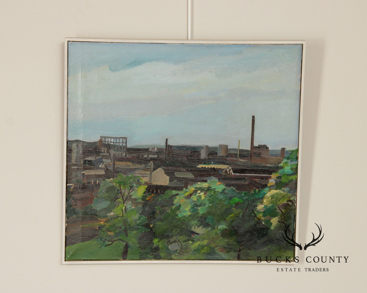 Ben Levene Original Oil Painting, Industrial Landscape