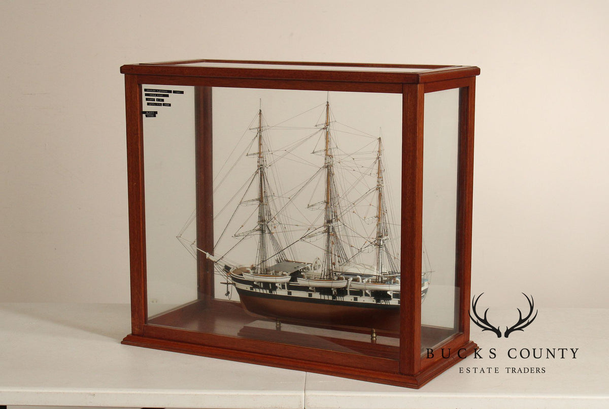Charles W. Morgan 1841 Whaling Ship Wooden Model In Glass Display Case