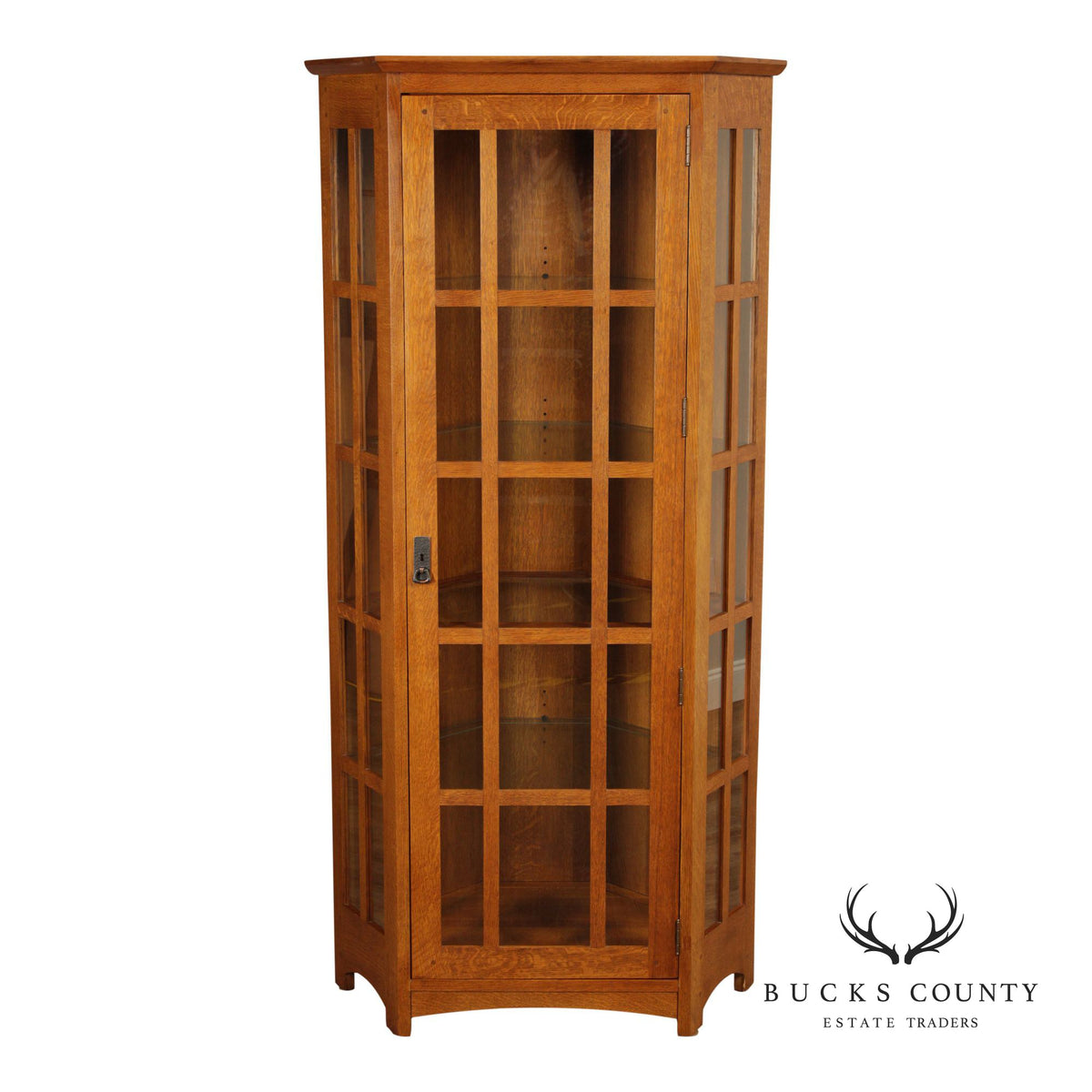 Stickley Mission Collection Oak Corner Curio Cabinet