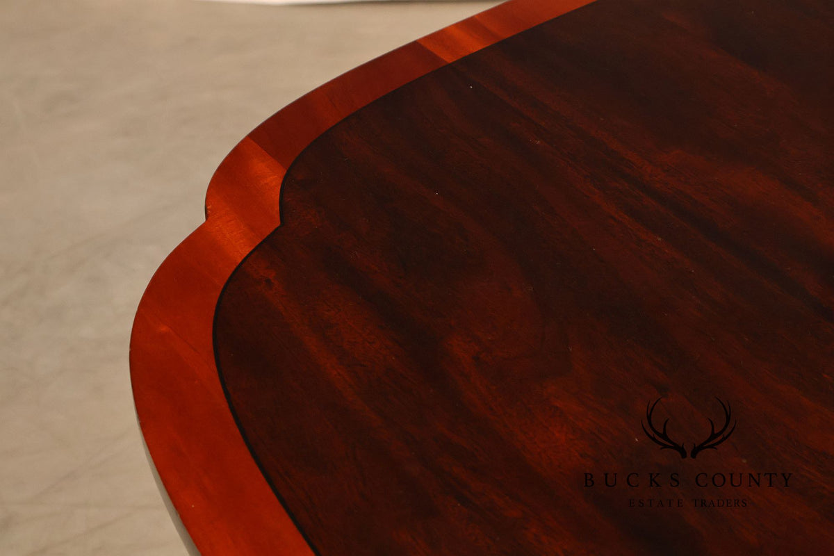 Stickley Mahogany Double Pedestal Dining Table with Inlay Banding