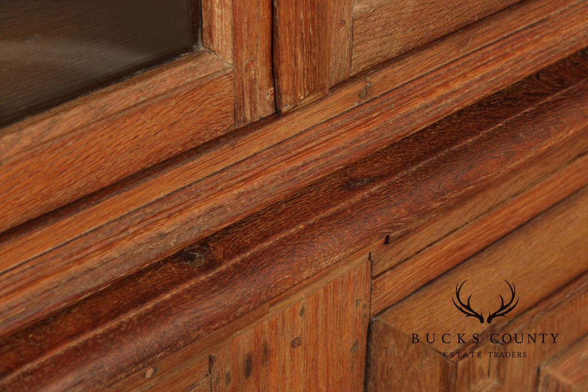 Antique 18th Century German Oak Baroque Vitrine Display Cabinet