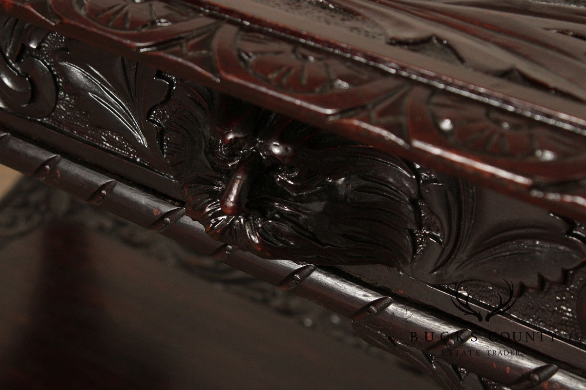 Antique Victorian Carved Mahogany Partners Desk