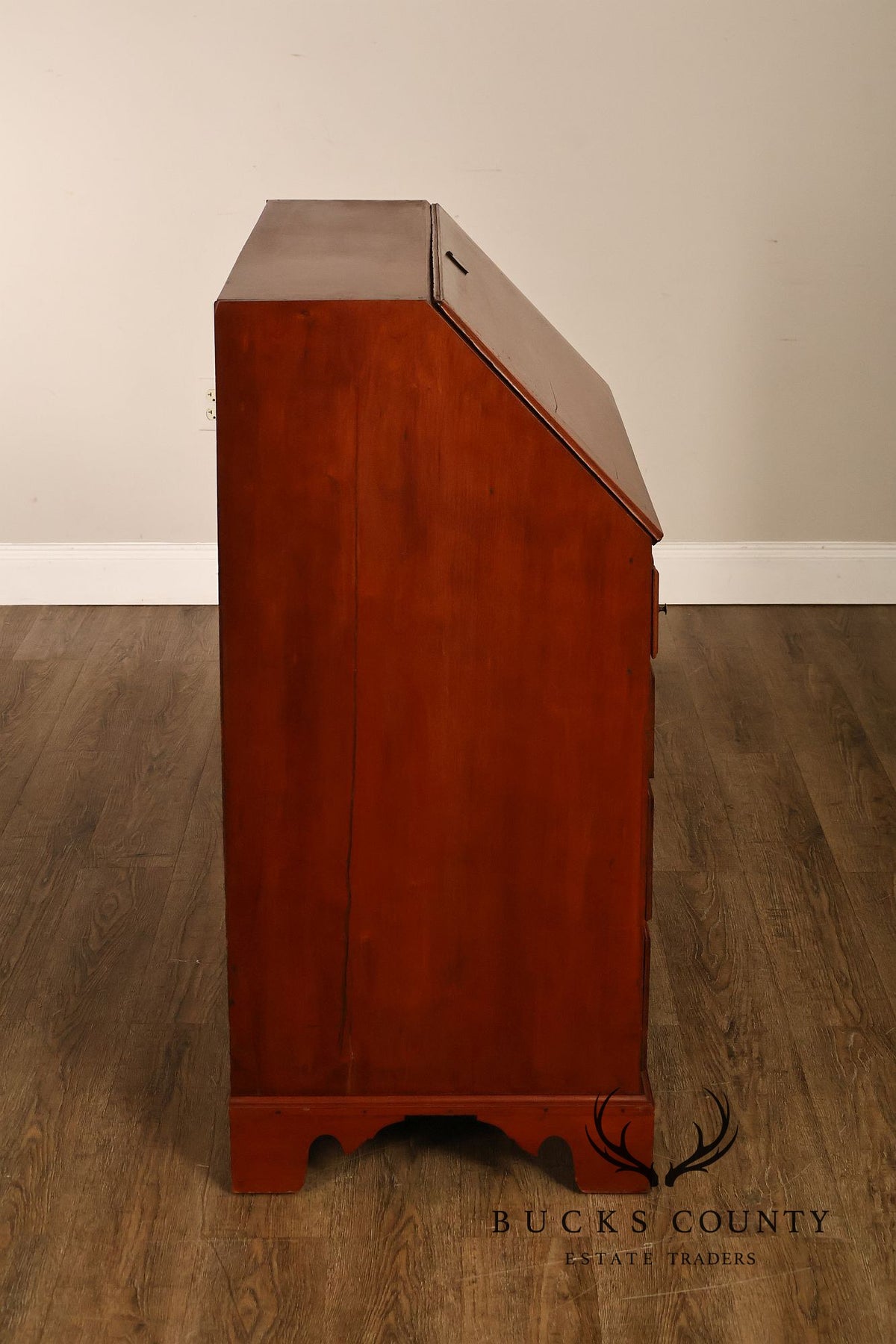 Antique Traditional Cherry Slant-Front Secretary Desk With Secret Compartments