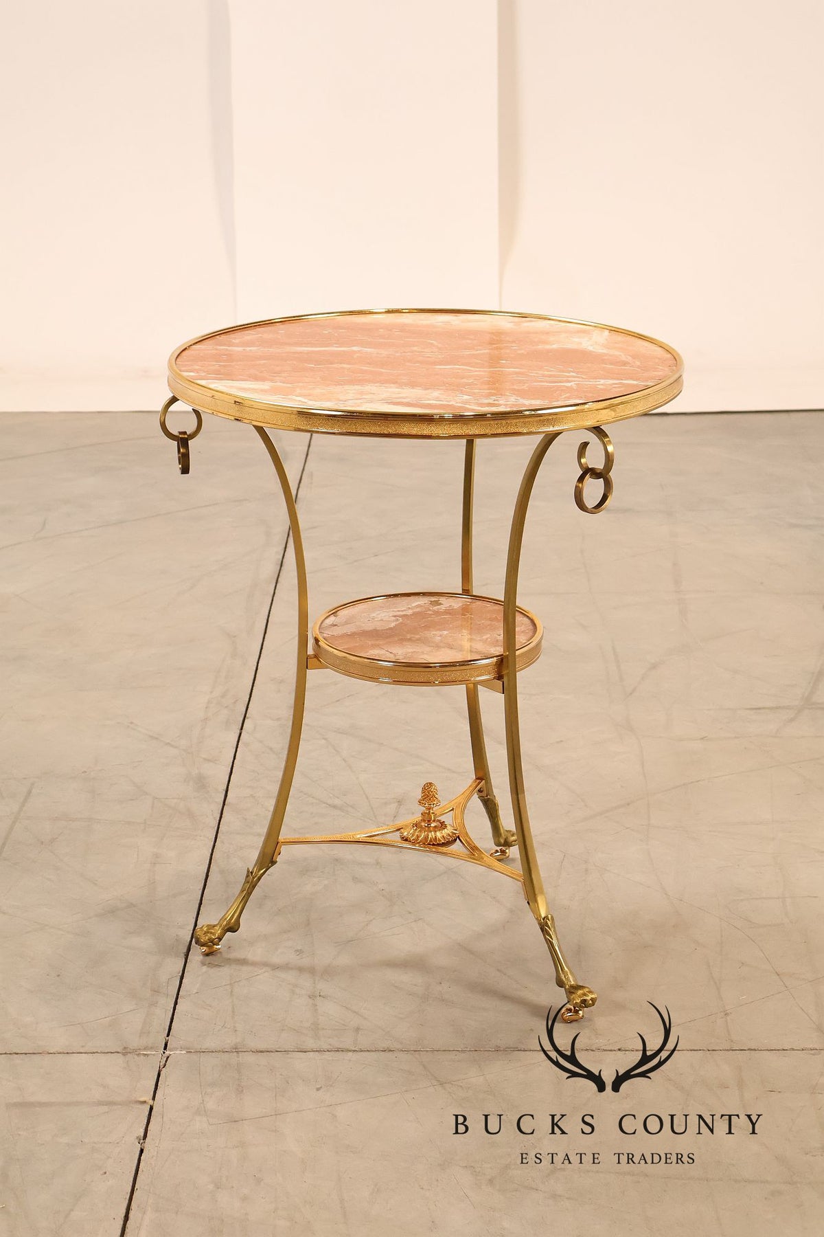 Neoclassical Style Pair of Marble Top Gueridon Side Tables