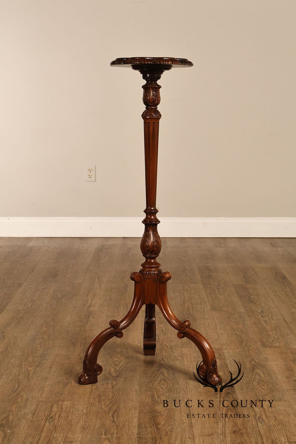 Baker Furniture Carved Mahogany Plant Stand