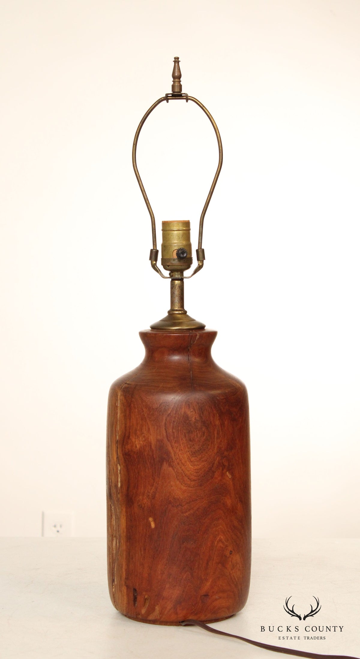 Mid Century Modern Burl Walnut Table Lamp