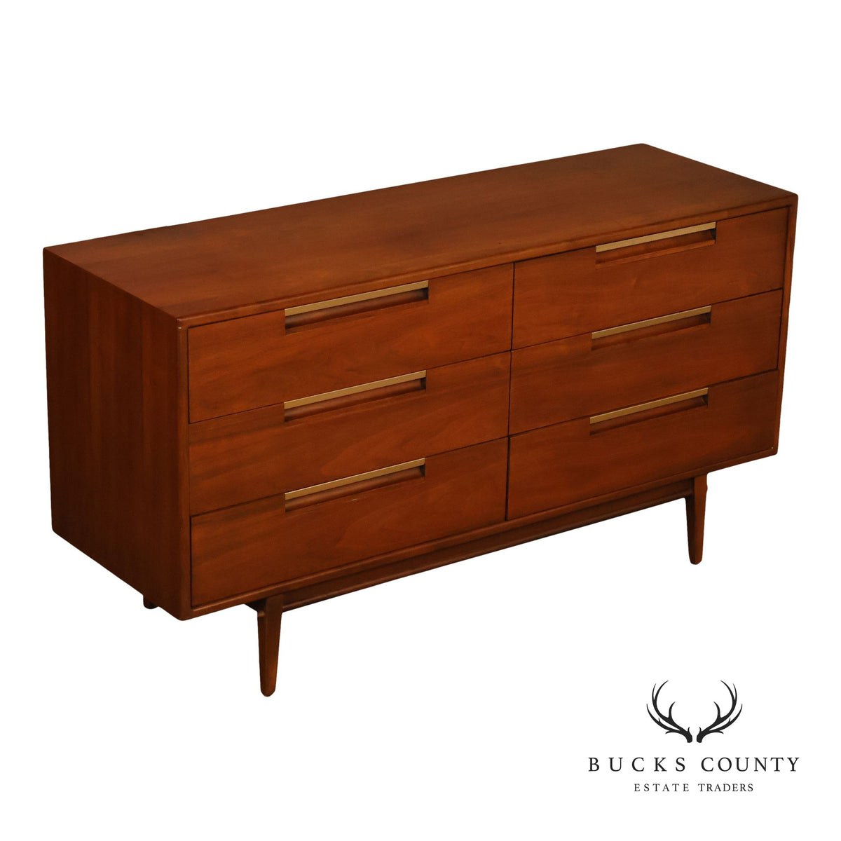 Mid Century Modern Walnut Double Dresser
