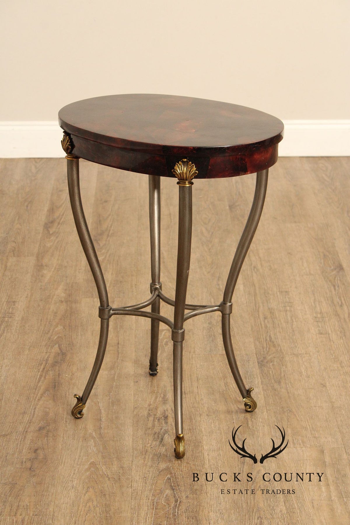Ethan Allen Hollywood Regency Style Oval Top Side Table