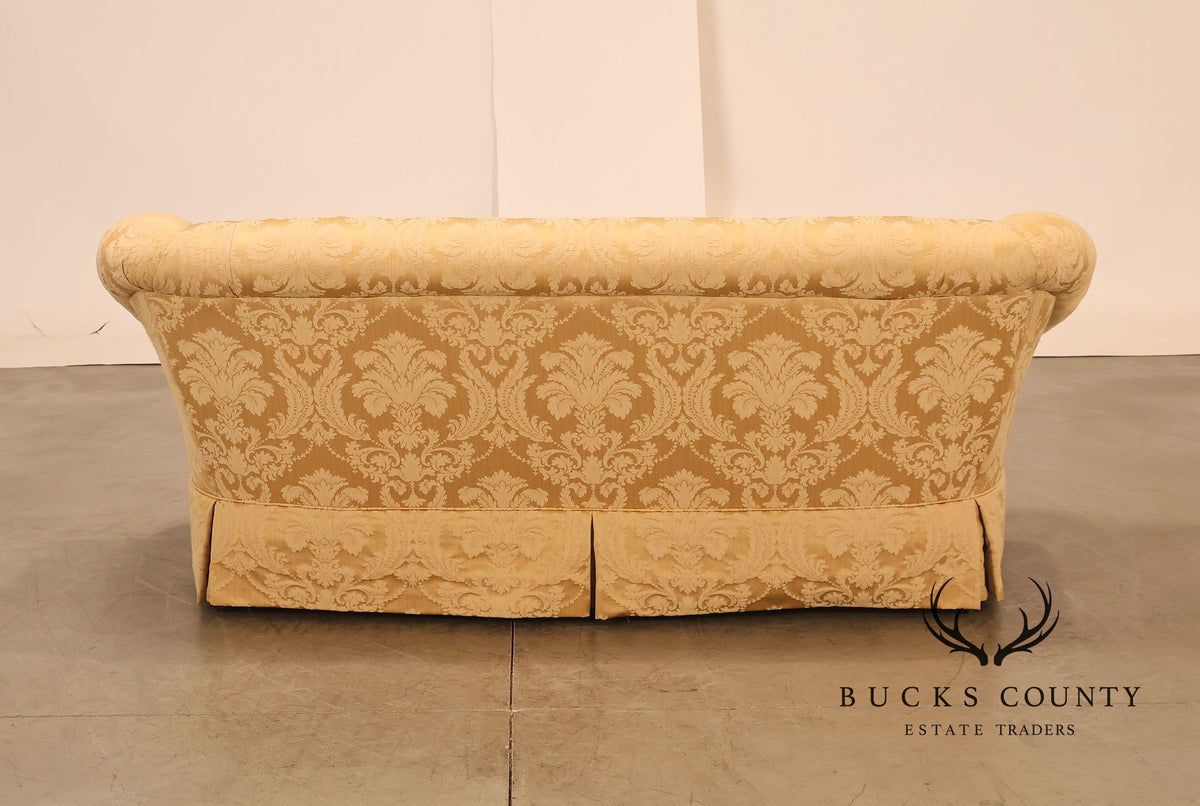 Century Furniture Pair Of Gold Damask Upholstered Sofas