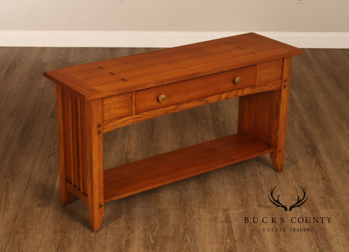 Thomasville Impressions Mission Style Oak Sofa Console Table