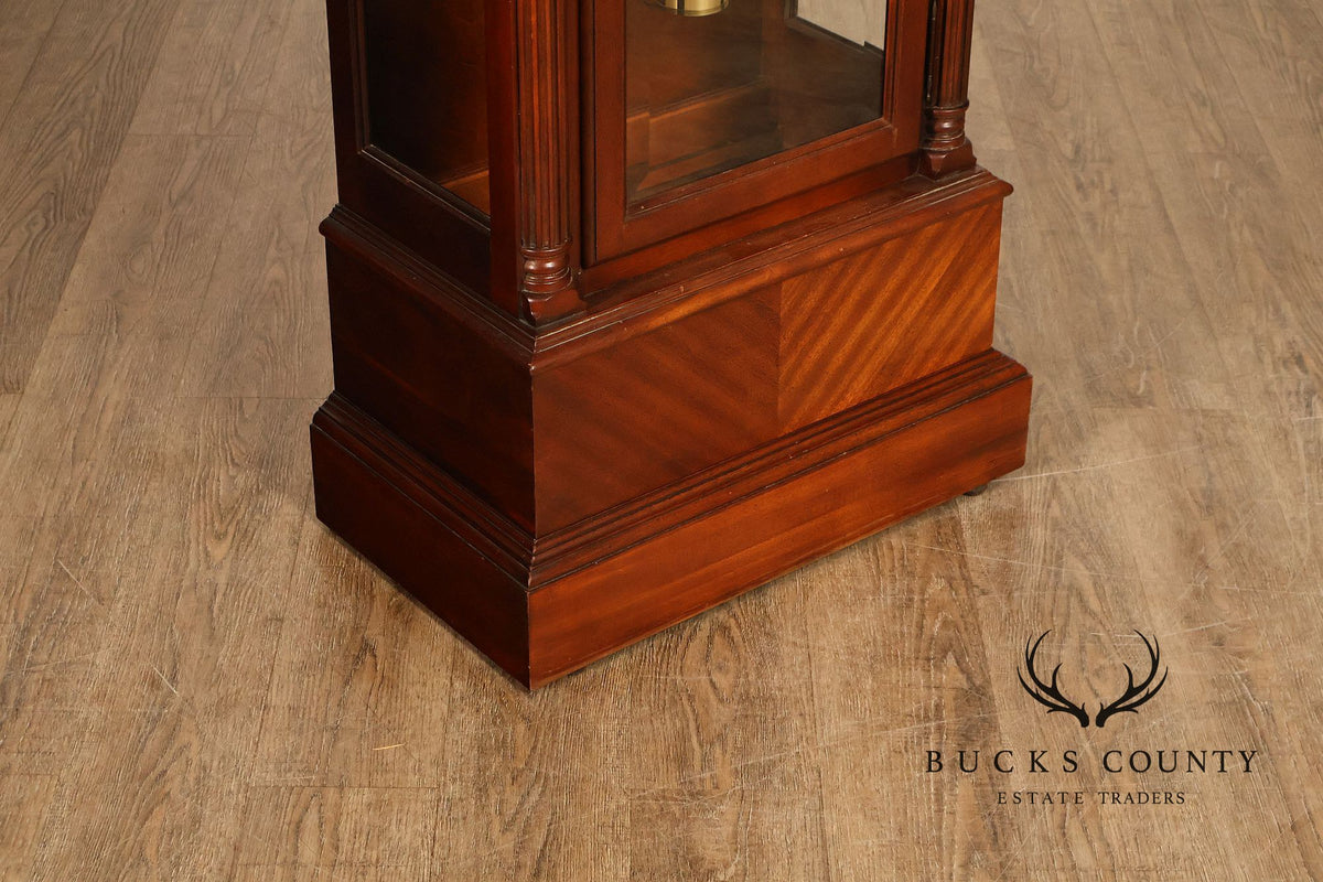 Howard Miller Mahogany Grandfather Clock With Brass Dial And Weights