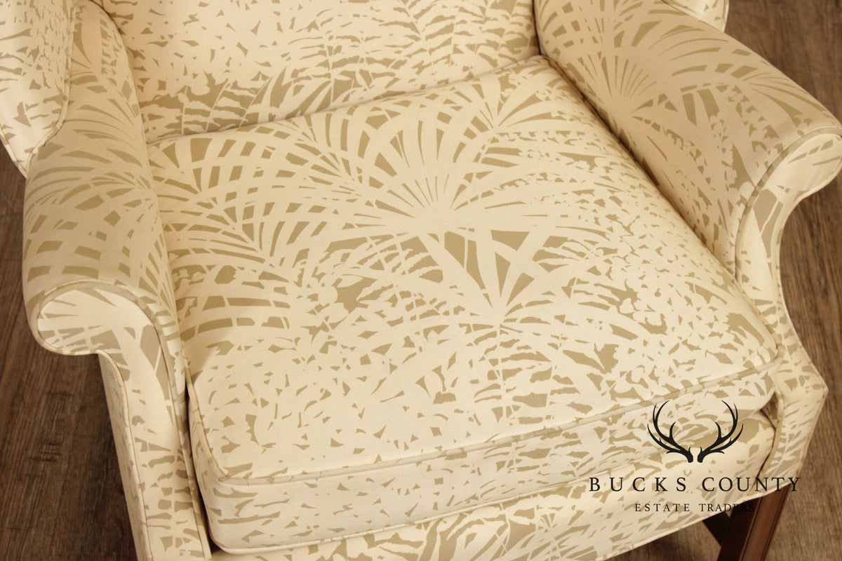Drexel Chippendale Style Pair of Wingback Armchairs