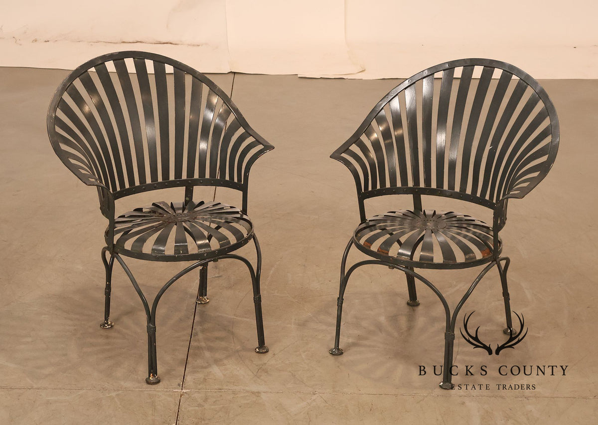 Francois Carre Pair of Outdoor Patio Fanback Armchairs