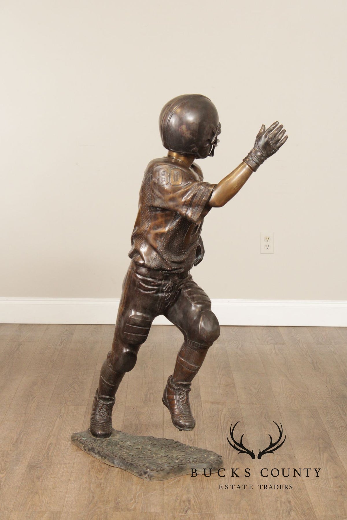 Bronze Garden Statue Of A Football Player
